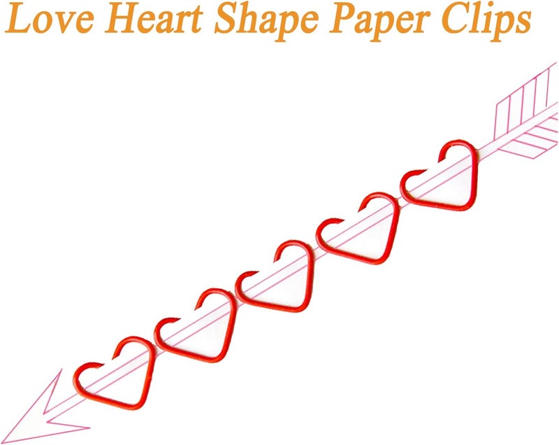 COUKASO Paper Clips Cute Red Love Heart Shaped Paper Clip for Invitation Card Notebook Files Work Bookmark (50 Pcs Red Love Heart) - Image 3